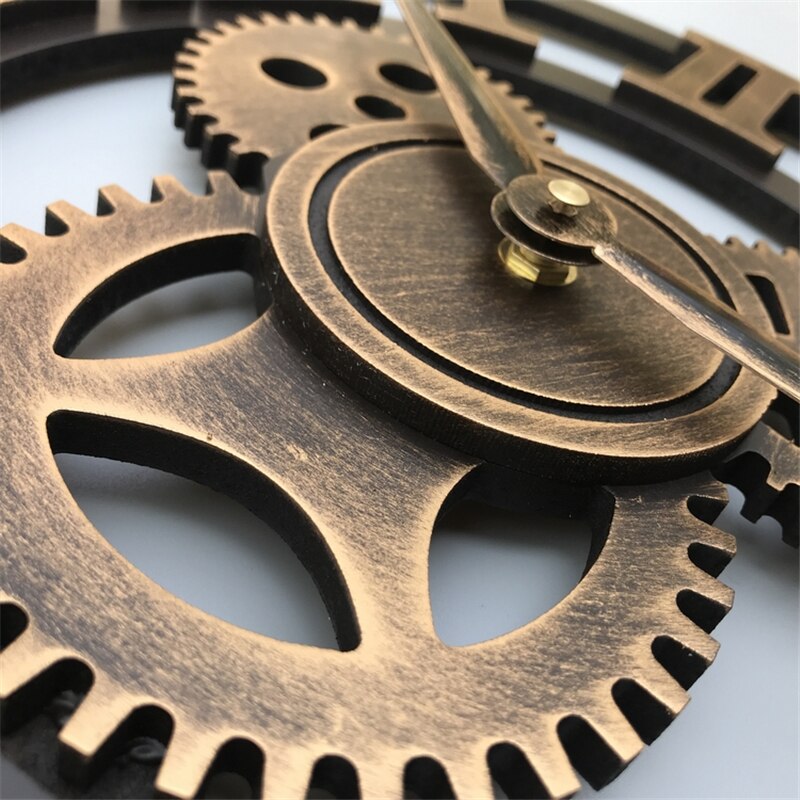 Retro Gear Mute Modern Large Wall Clock Silent Clocks for Home Kitchen Living Room Decor Battery Operated