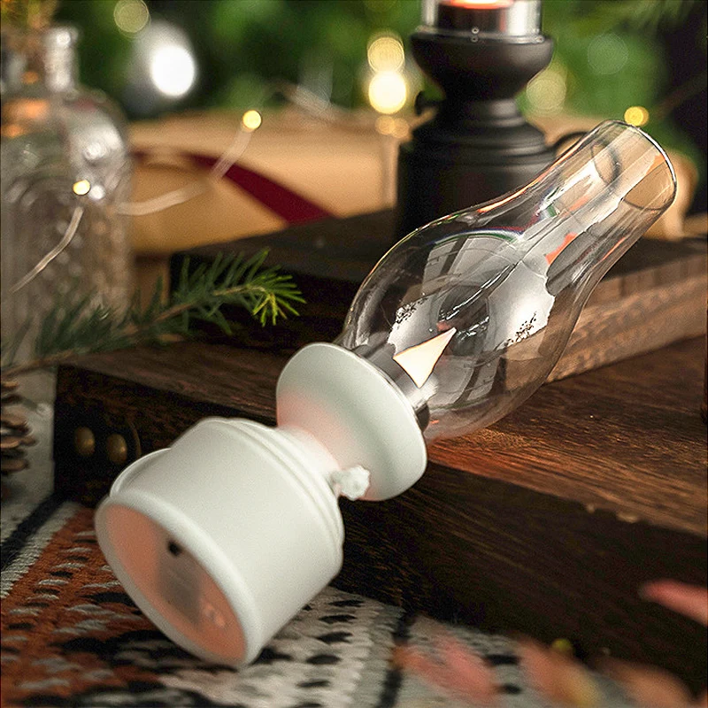 Retro olielamp elektrische vlamloze kaarslampen LED lantaarns creatief cadeau windverlichting kerosinelamp kleine lantaarn