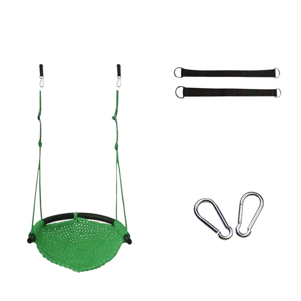 Kids Swing Seat Adjustable Ropes Heavy Duty Rope Play Children Swing Set: Green