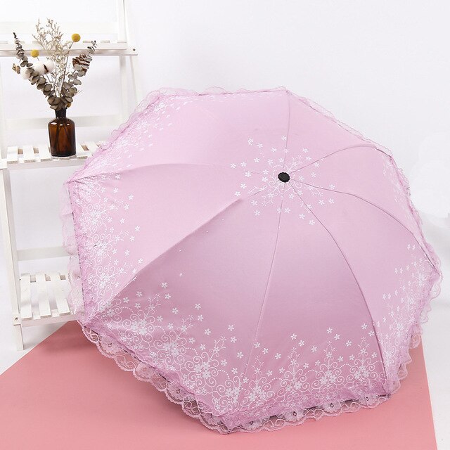 Portable lace Umbrella,Plum Flower Blossom Parasol 3 folding umbrella UV brand Sunny / Rain parasol lace sun umbrella: 04