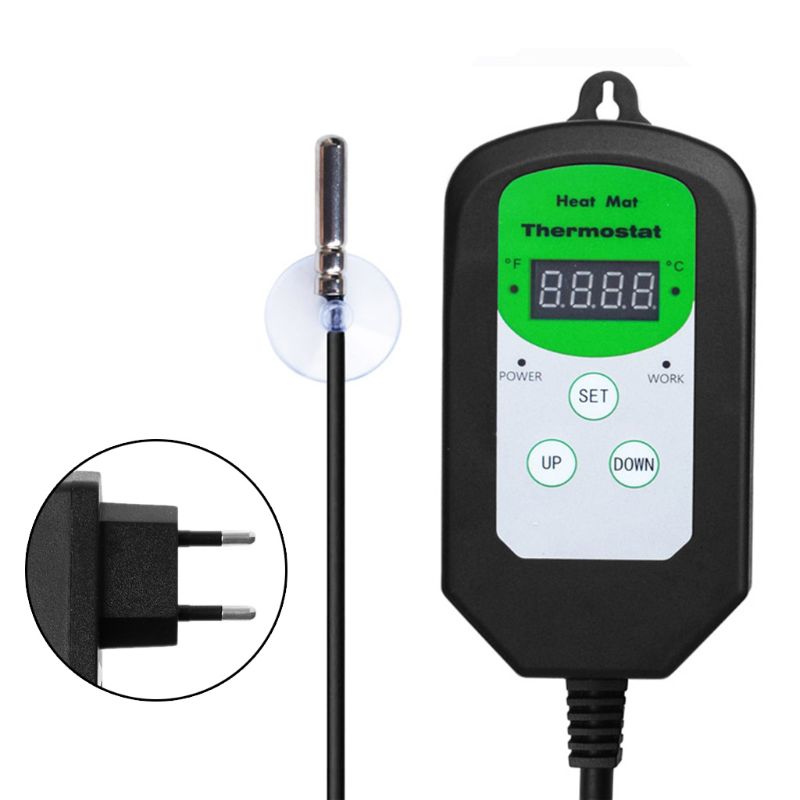 120V US/UK/EU Plug Digital Thermostat Day Night Temperature Control Sensor Regulator for Terrarium Heating Outlet Brooder C42: EU plug