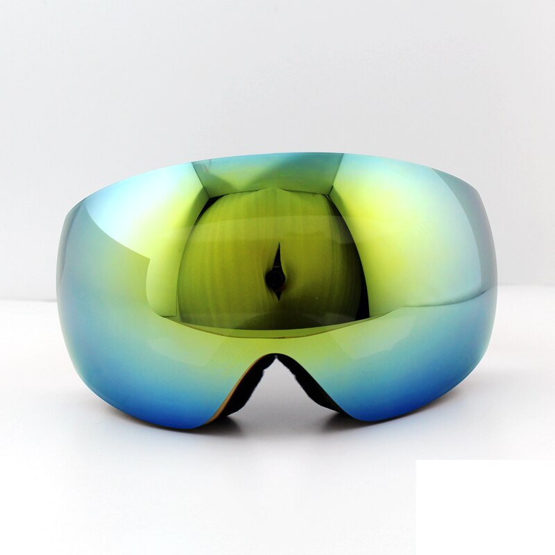 Azuurblauwe lens gouden montuur merk skibrillen double  uv400 anti-condens grote skibrillen skibrillen heren dames sneeuw snowboardbrillen