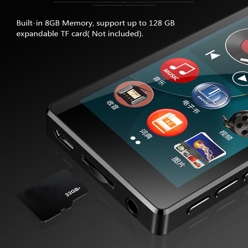 RUIZU D20 3" Full Touch Screen MP3 Player 8GB Music Player With FM Radio Video Player E-book Player MP3 With Built-in Speaker