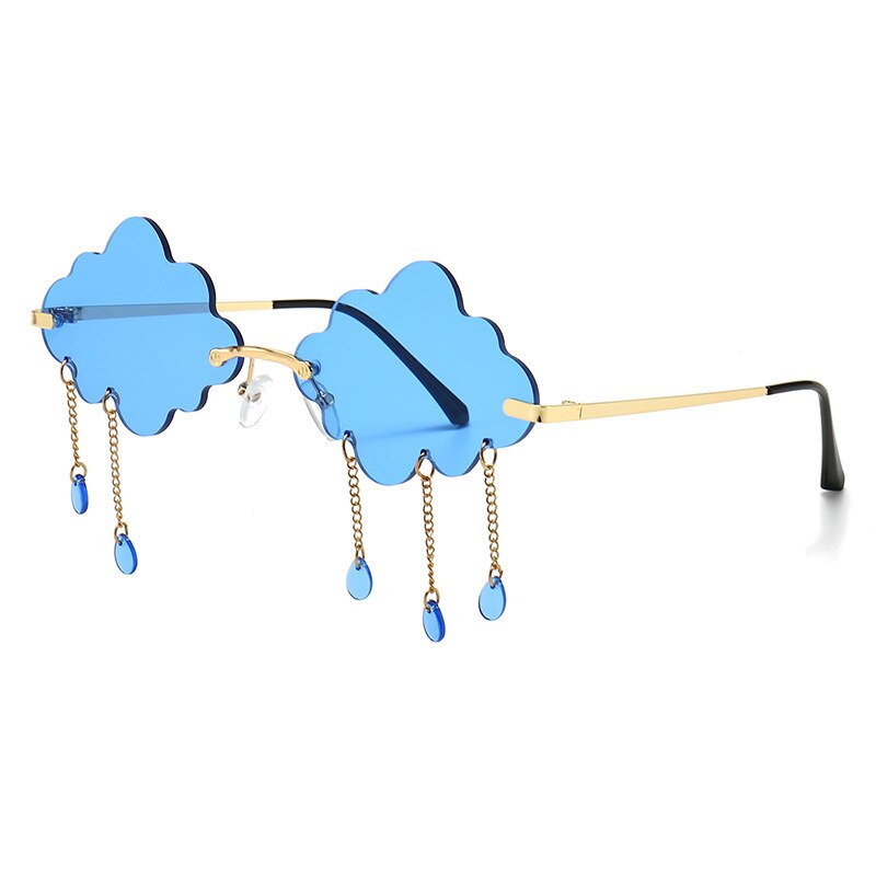 Randloze Zonnebril Vrouwen Vintage Wolken Tassel Steampunk Zonnebril Mannen Frameloze Punk Bril Shades UV400 Driver Bril