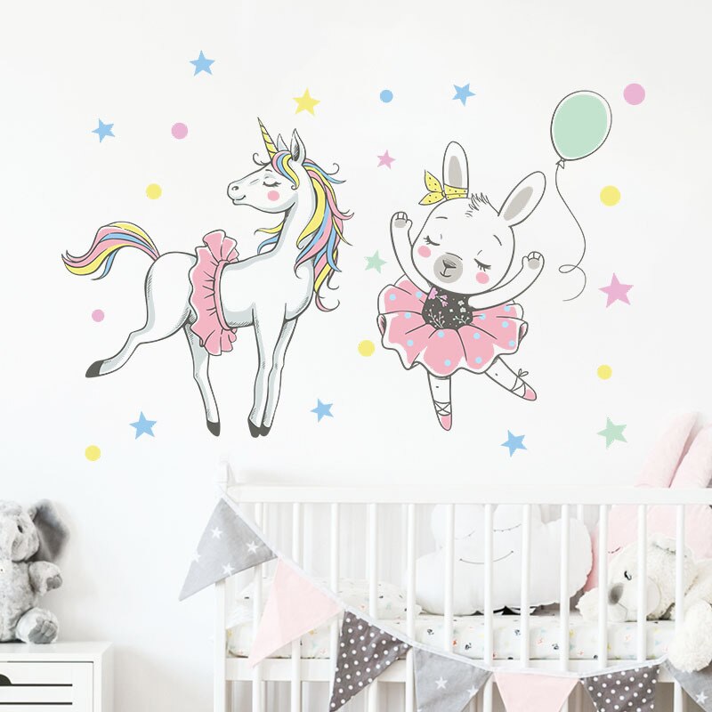 Fairy Ballet Girl Wall Stickers for Kids Girls Room Bedroom Decor Cute Cartoon Princess Nursery Wallpaper Baby Room Decoartion: 09