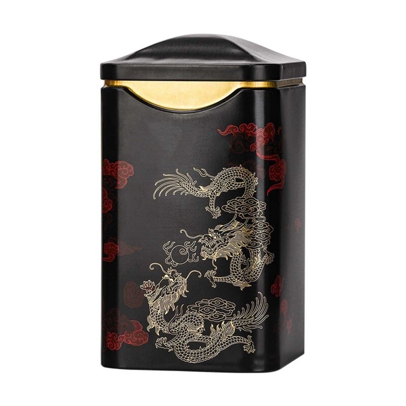 Q1JB Metall Weißblech Leere Dosen Tee Lagerung Behälter für Tee Kaffee Kraut Candy Schokolade Zucker Gewürze Snacks Töpfe Verpackung Tee: Black
