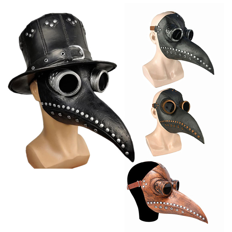 5pc Zwart Rubber Pest Arts Masker Lange Neus Vogel Beek Steampunk Gas Latex Gezichtsmasker Halloween Cosplay Prop voor kinderen en volwassenen