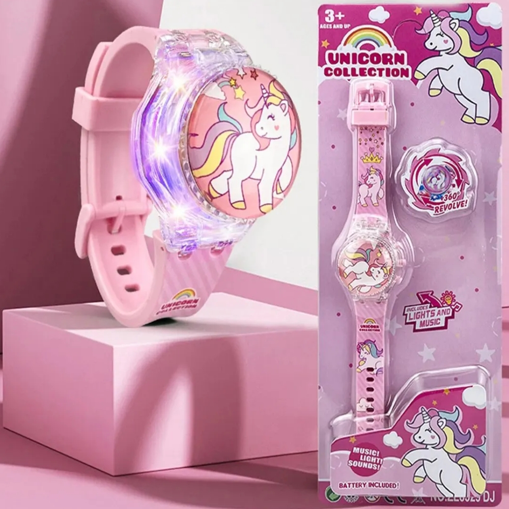Montre électronique de dessin animé pour enfants, montres-bracelets numériques pour filles, horloge jouet mignonne, lumière flash tournante, de fête Nairobi Orn, musique