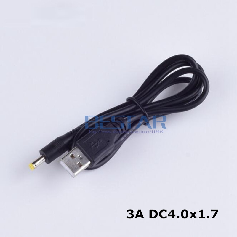 1 M 3A Zwart DC Stekker kabel USB A Naar DC 4.0*1.7 4.0*1.7mm 4.0mm x 1.7mm 4.0x1.7mm Jack charge oplaadkabel 3FT