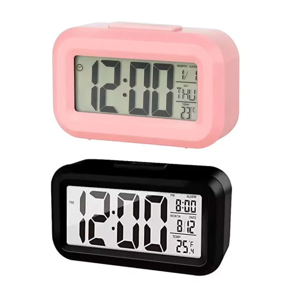 LED Digital Wecker Hintergrund beleuchtung Schlummer Daten Zeit kalender Desktop Multifunktions elektronische Hintergrund beleuchtung Tisch uhr: Rosa
