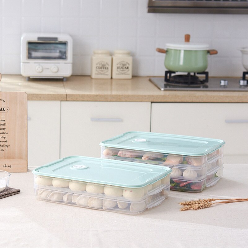 Multi-Layer Refrigerator Storage Container Plastic Box Food Dumplings Airtight Home Organizer Grains Beans Box Kitchen Organizer