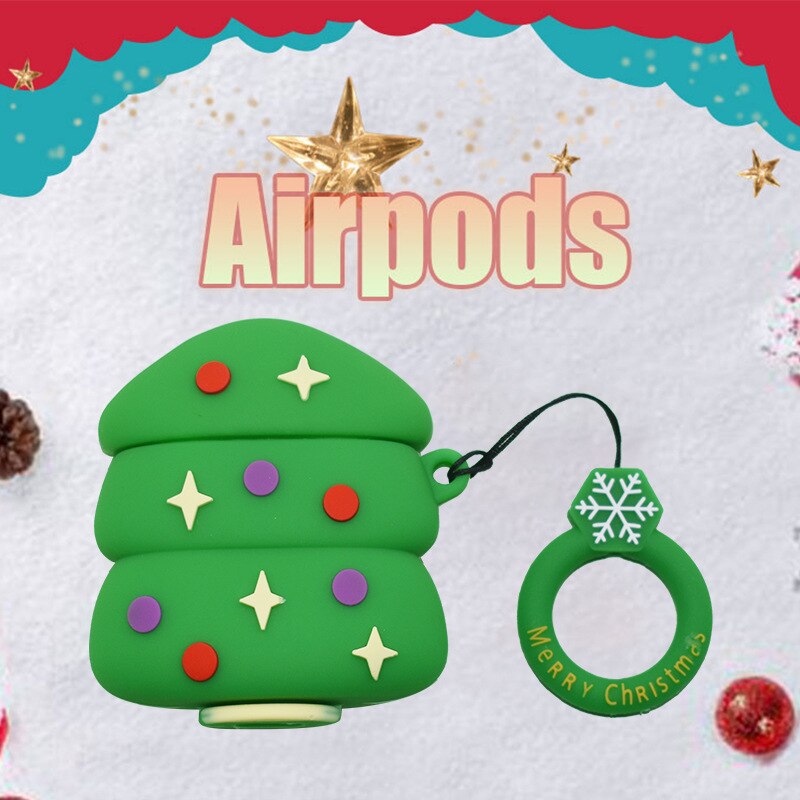 Kerst headset beschermende cover voor airpods1/2 beschermhoes cartoon headset beschermhoes: Christmas tree