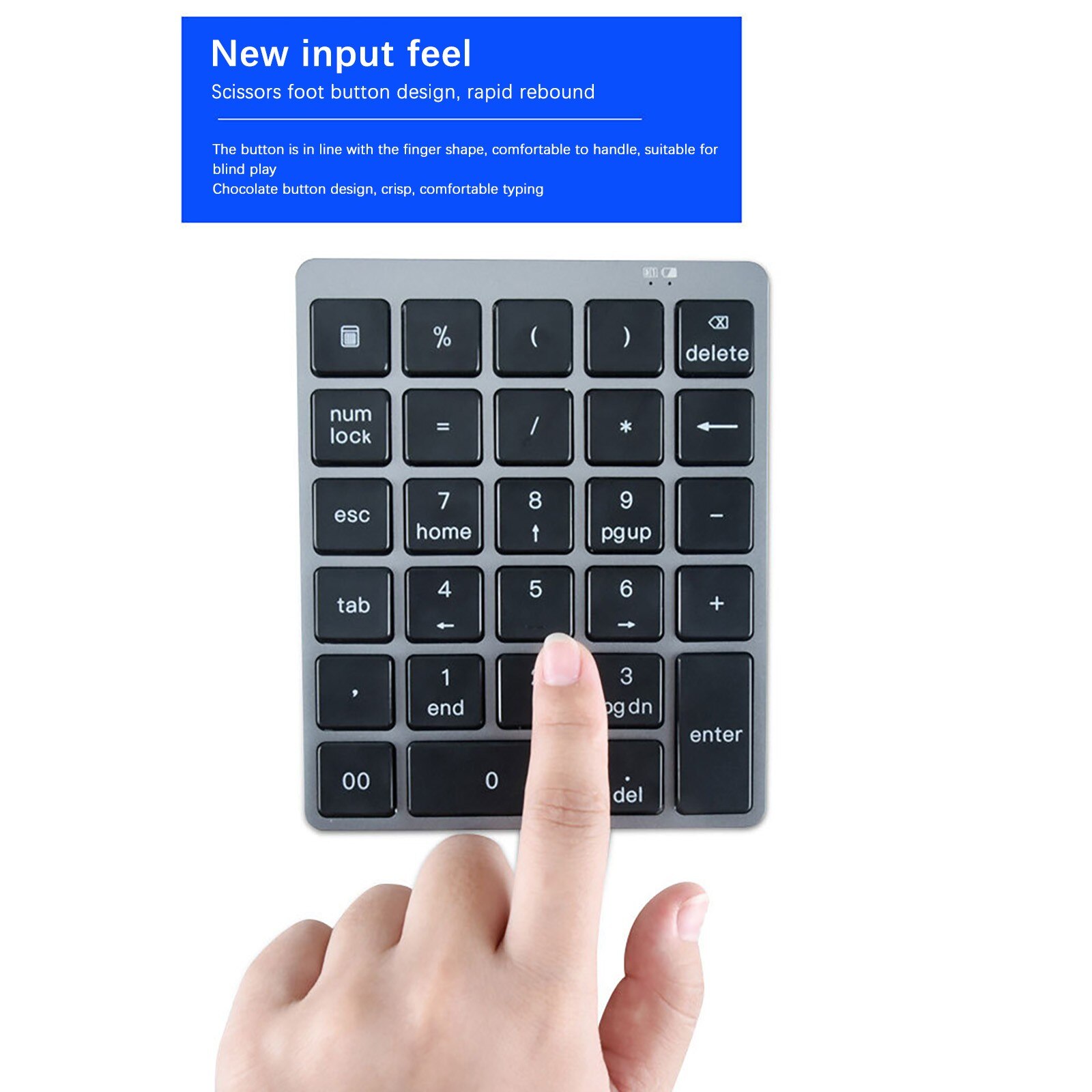 Wireless Bluetooth Numeric Keypad Rechargeable, 28-Key Number Pad with Multiple Shortcuts for Tablet Laptop Notebook PC Desktop