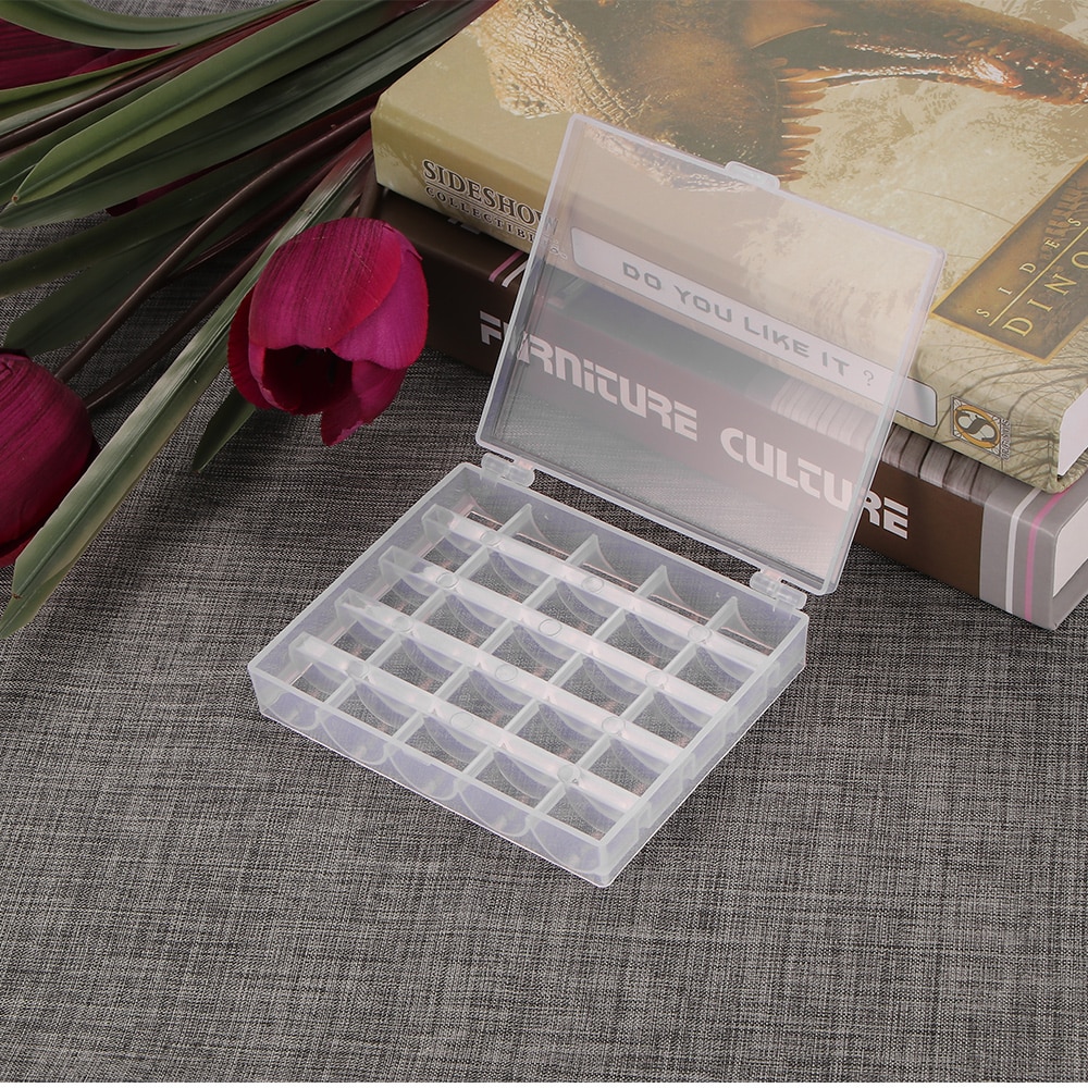 Transparent Bobbin Box Sealed Holder Storage Organizer Sewing Thread Holds 25 grids Sewing Machine Holder Container Box For Home