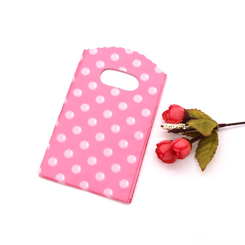 100 stks/partij 9*15cm Roze Mini Plastic Sieraden Accessoire Zakjes Met Dot Kleine Verpakking Zakken