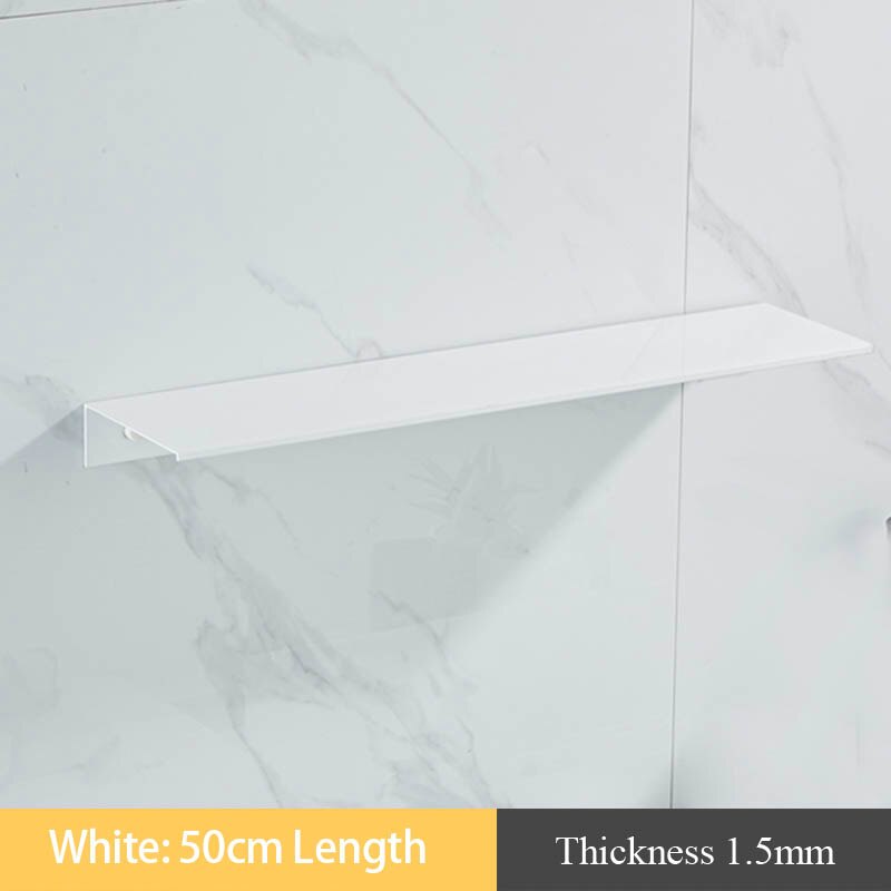 Sort hvid aluminium badeværelseshylder køkken vægmonteret hylde brusereol badeværelse tilbehør 30-50cm længde: Hvid 50cm