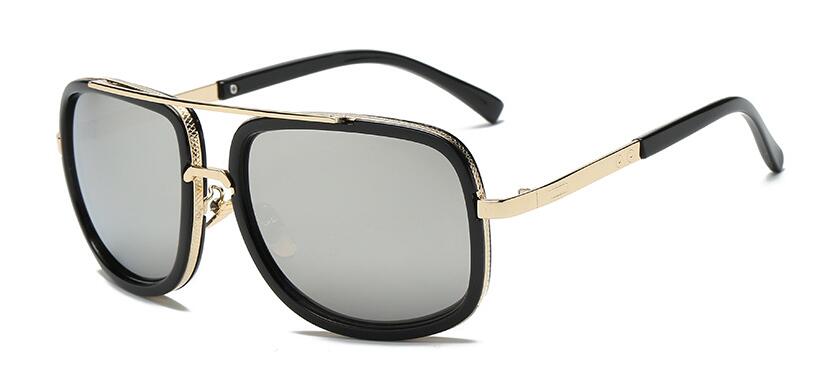 Mach One-gafas De Sol cuadradas para hombre y mujer, lentes De Sol unisex De lujosa, estilo Retro, De gran tamaño: Silver