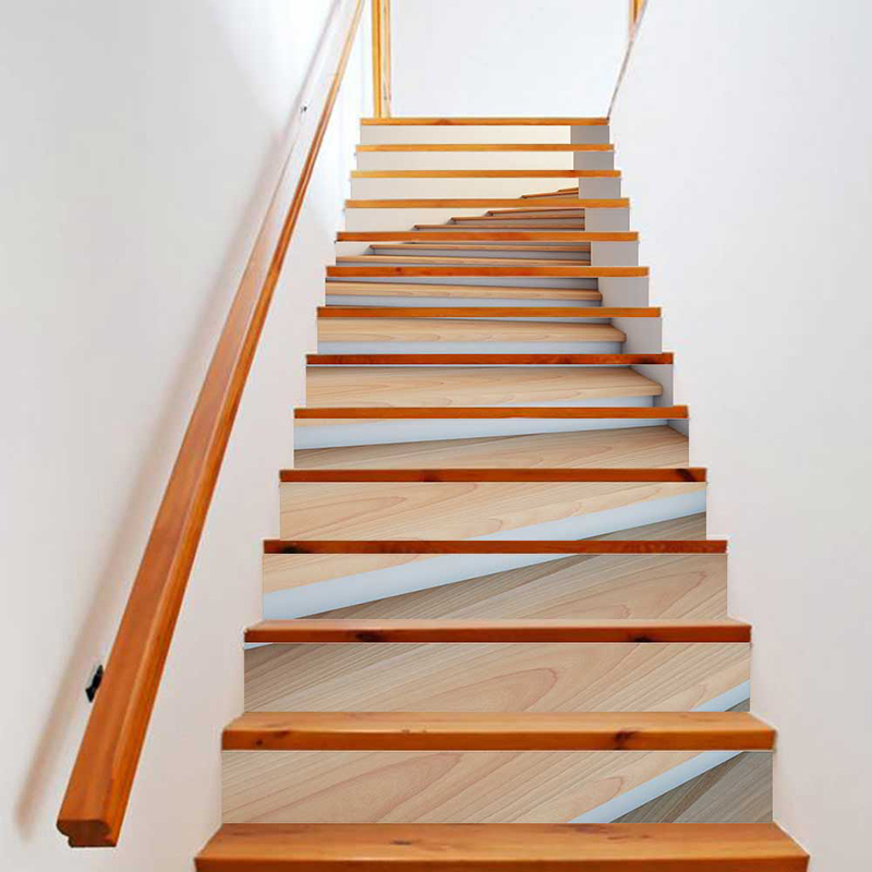 PVC wallpaper wood grain stairs simple 13 pieces of DIY stair stickers, step stickers wall stickers