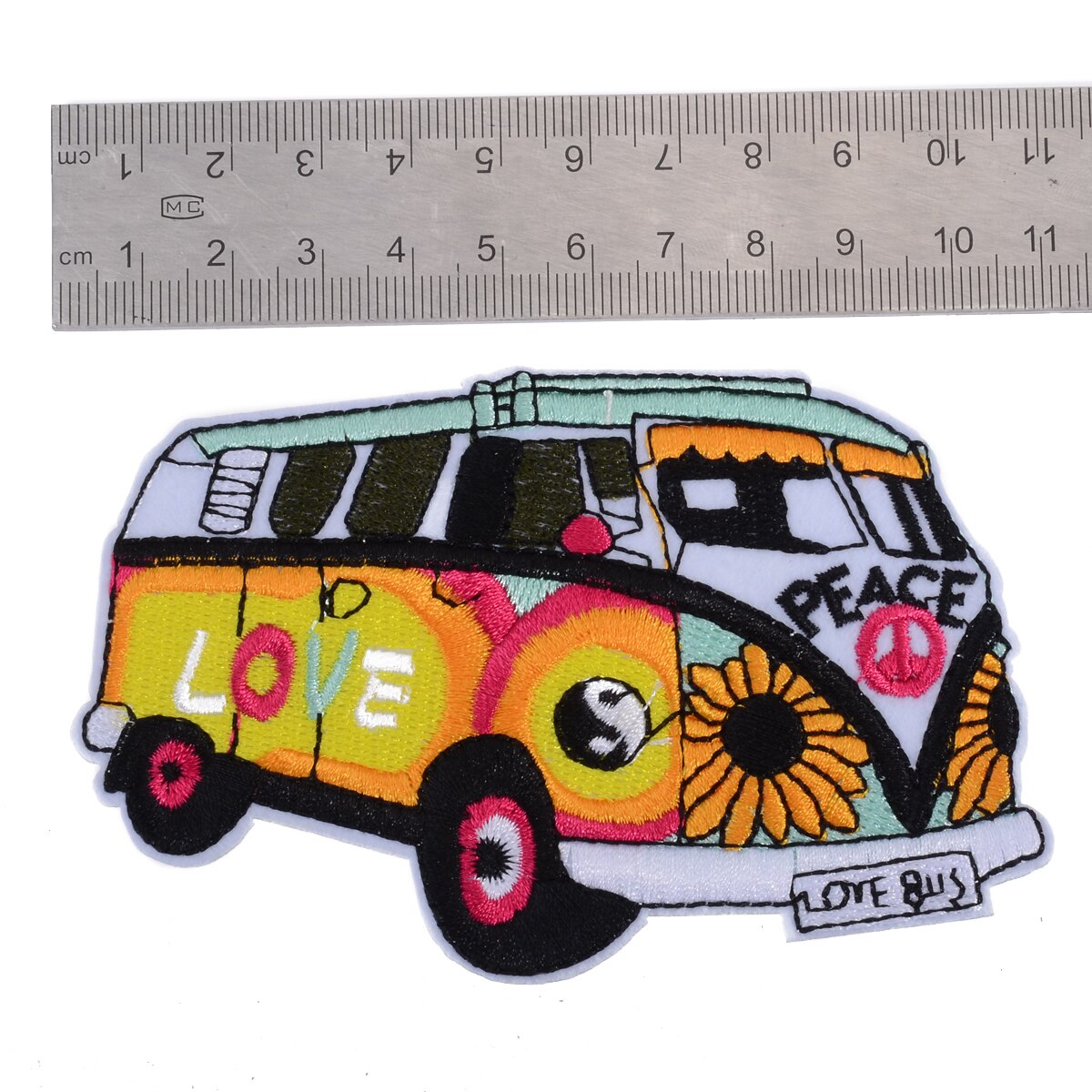 4 sztuk hipis miłość autobus kwiaty pokoju naklejki ubrania aplikacje łatki na łatka DIY Sztuka haftowane żelazko szyć na aplikacja