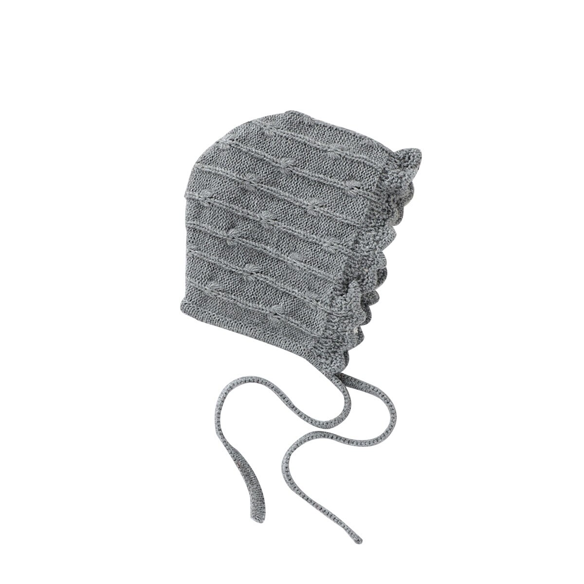 Infantile bébé tricot chapeau doux mignon Bonnet chapeau hiver baptême Bonnet avec mentonnière hiver casquettes accessoires: Gris / 6M