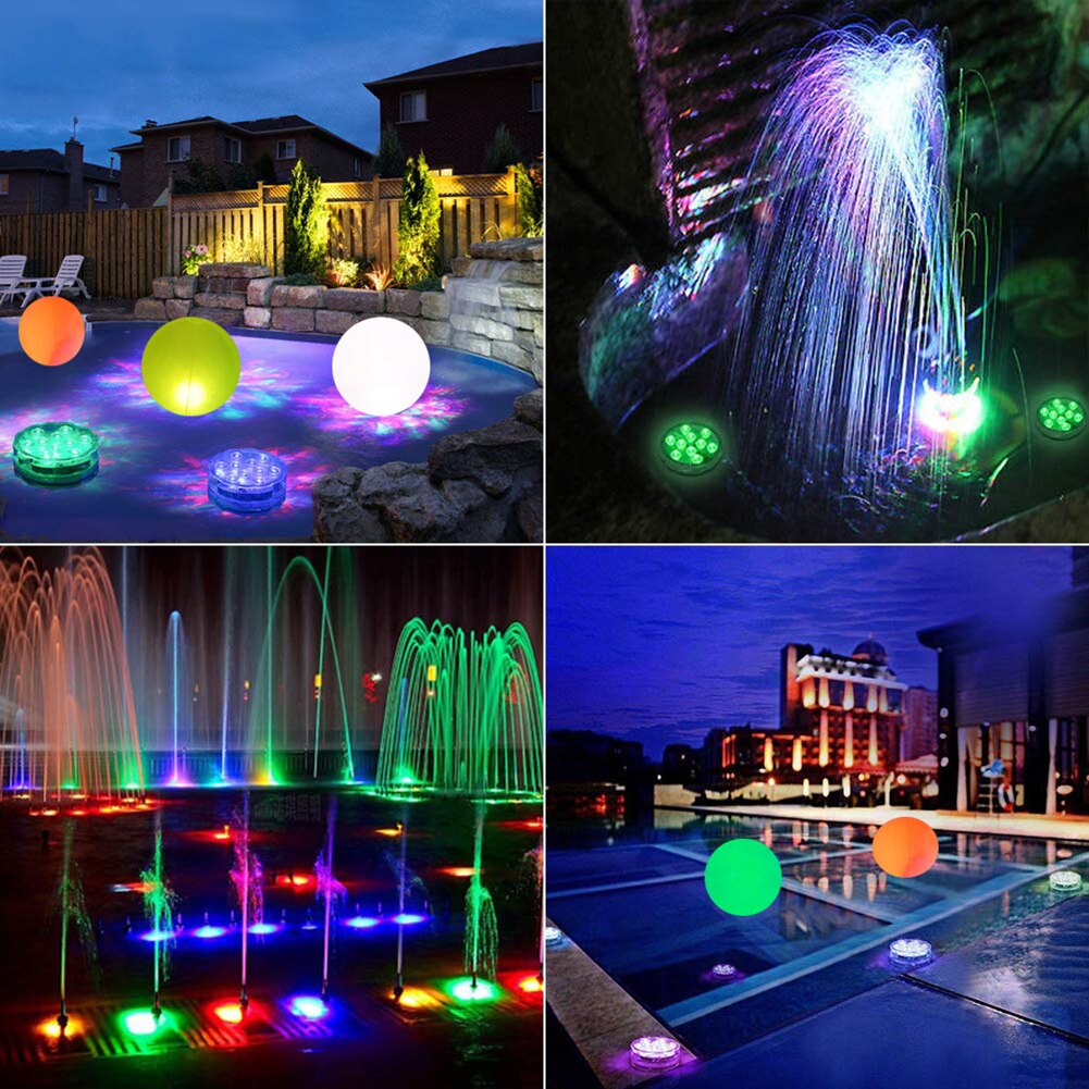 2 Stuks Afstandsbediening Kleurverandering Led Licht Swimmingpool Dompelpompen Lamp Decor Aquarium Licht Led Licht Bloem Soort Duiken Licht