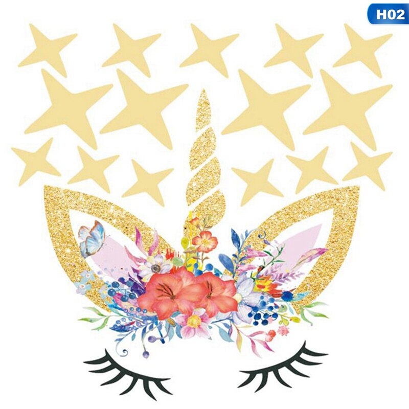 Kleurrijke Cartoon Eenhoorn Star Muurstickers Voor Kinderen Kamers Meisjes Kamers Slaapkamer Nursery Decor Dier Stickers Op De Muur Stickers: H02