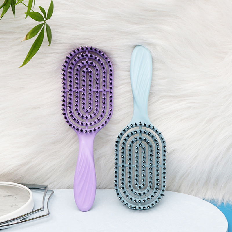 Javali Cabelo Escova de Cerdas, Anti-Static Massagem Comb, Estilo do couro cabeludo, Detangling, oco Out, Nylon Pente Dentes, Air Bag