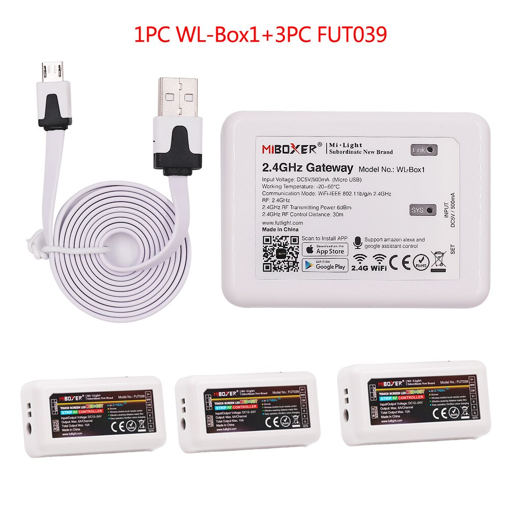 Milight RGBCCT LED Controller FUT039 + FUT092 2,4G Wireless 4-Zone RF Touch Remote + Miboxer WL-Box1 2,4 GHz Wifi Controller: Package 7