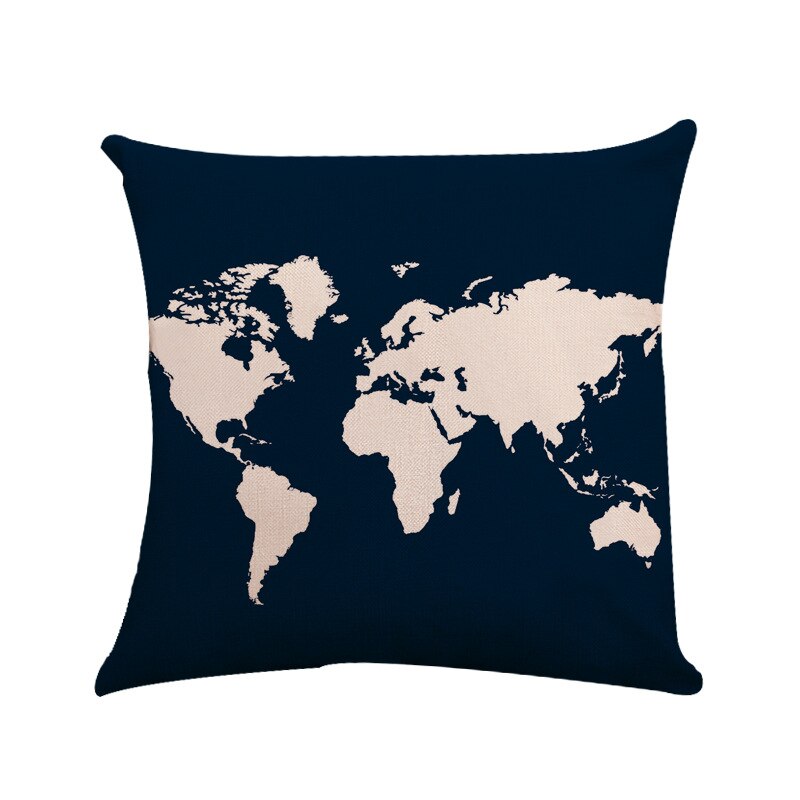 1pc 45 x 45cm zeeblauw kompas kaart bedrukt ankerpatroon zeeschip kussensloop decoratieve kussensloop: H07