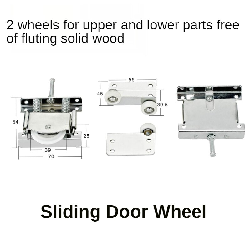 4pcs thickened heavy-duty sliding door rail cabinet door push-pull sliding wheel slottless door crane rail slide silent rail Kit