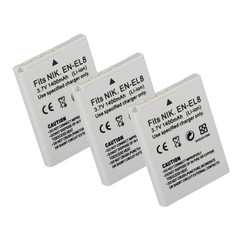 EN EL8 ENEL8 Camera Battery for Nikon COOLPIX P1 P2 L1 L2 S1 S2 S3 S4 S5 S6 S7 S7C S8 S9 S51 S50 S52 EN-EL8 1400mAh Batteries: RED