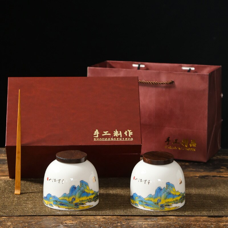 Bidons de thé tendance chinois en céramique, scellé, boîte, emballage de thé, récipient de noix: C