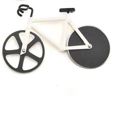 Pizza Cutter Rvs Fiets Vorm Wiel Fiets Roller Pizza Chopper Slicer Pizza Snijden Mes Keuken Gereedschap: White (A style)