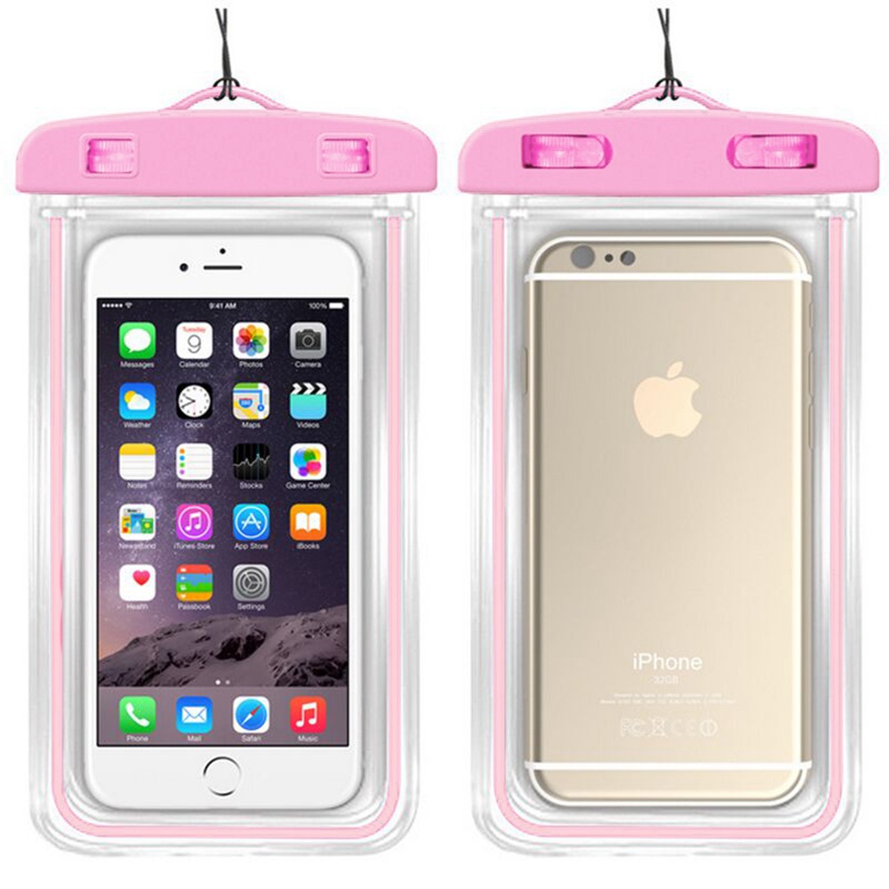 KISSCASE Leucht Wasserdicht fallen Für iPhone 7 8 X Abdeckung Universal- transparent Wasserdichte Beutel Für Samsung S9 S8 Plus Schwimmen tasche: rosa