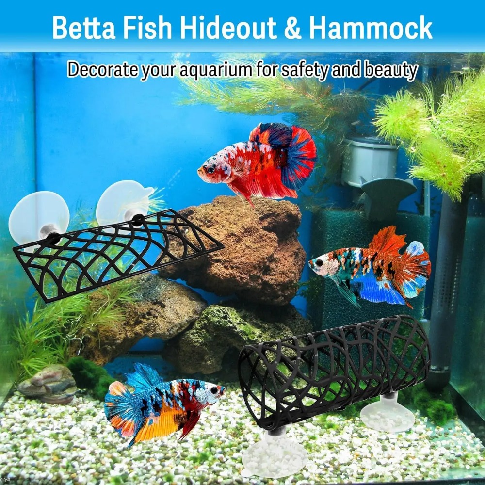 Betta Vis Schuilplaats Grot met Hangmat Bed Holle Tunnel Aquarium Accessoires Aquarium Decoraties voor Rivierkreeft Garnalen Kleine Vis