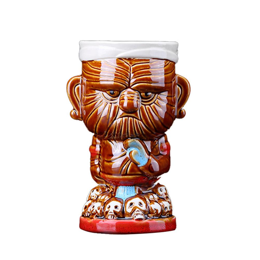 Maori Chiefs Hawaii Tiki Mug Innovative Hand-painted Ceramics Cocktail Beer Cup Easter Islander 430ml Tiki Wine Drink Mug