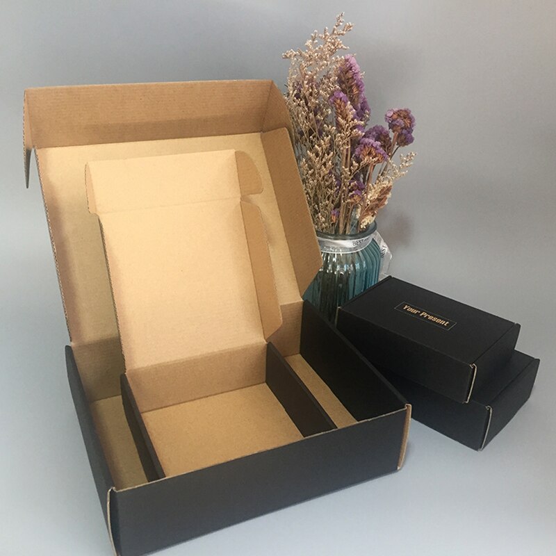 10Pcs Black Kraft Paper Box Your Box 3-layer Corrugated Boxes Paper Packaging Carton Large Box Mailers 5 Sizes