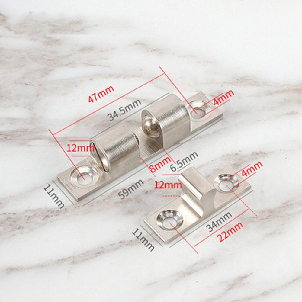 Brass Adjustable Double Ball Tension Roller Catch Hardware Fitting Cabinet Closet Furniture Door with Screws Door Stop Magnetic: Silver 60mm