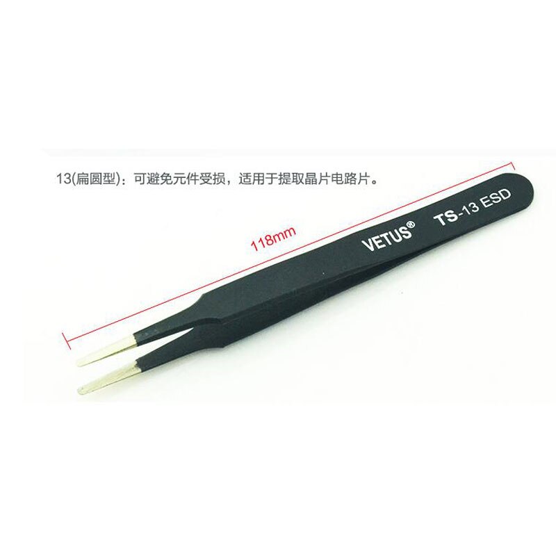 Vetus Ts Rvs Wimpers Pincet Anti-Statische Professionele Volumn Wimper Extension Wenkbrauw Make-Up Tool: TS13ESD