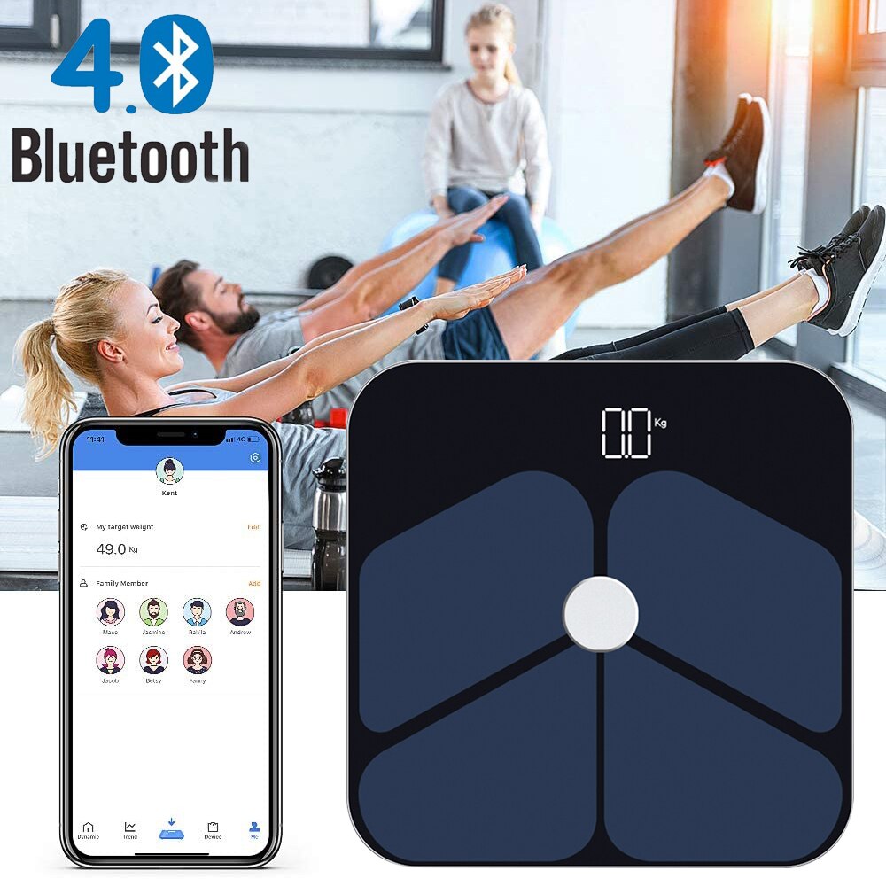 Body Fat Scale Smart Wireless Digital Bathroom Weight Scale Body Composition Analyzer With Smartphone App Bluetooth 4.0