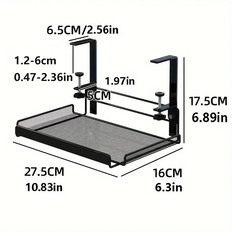 Kabelmanagement-Tablett unter dem Schreibtisch, ohne Bohren, Kabel-Organizer aus Stahl für Höhle Schreibtisch, Kabelmanagement-Tablett, Kabelmanagement-Gestell: Schwarz