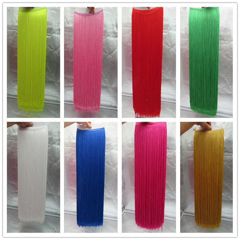 Yy-tesco 1 metrów 100 CM długi koronki Fringe wykończenia poliester Tassel Fringe przycinanie Latin sukienka etap ubrania akcesoria taśma koronkowa