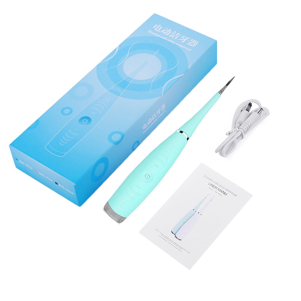 Bärbar tandspolare elektrisk sonic dental scaler usb ladda tandstensborttagningsmedel vibrationstandrengörare: Grön