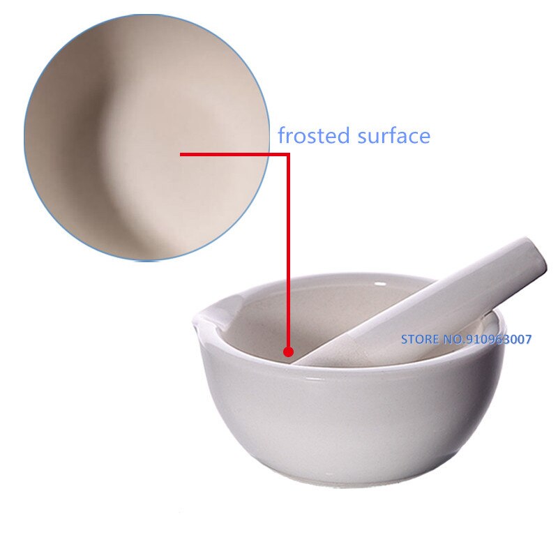 Juego de mortero y Maja de porcelana para triturar y moler especies, hierbas u otras sustancias blandas, buenas herramientas para laboratorio o farmacia, 1 ud.