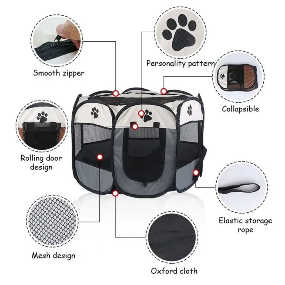Tienda para mascotas plegable portátil, perrera, valla octogonal, refugio para cachorros, fácil de usar, fácil operación al aire libre, jaulas grandes para perros, vallas para gatos