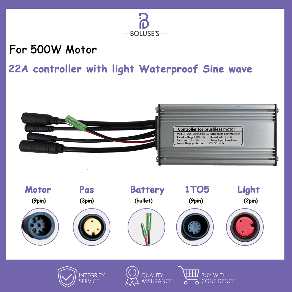 Ebike Controller Kt Sinus Controller Voor 250W-1000W Wiel Motor Controller Borstelloze Motor Controller Met Sm/waterdichte Stekker: KT-22A WP Sinewave