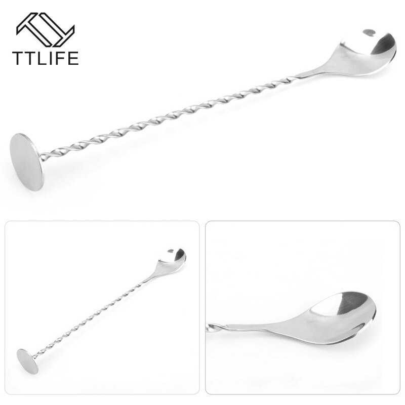 Ttlife ruostumaton teräs kierre baarilusikka swizzle stick kahvi cocktail mojito viini lusikat barware baarimikko työkalut tarvikkeet