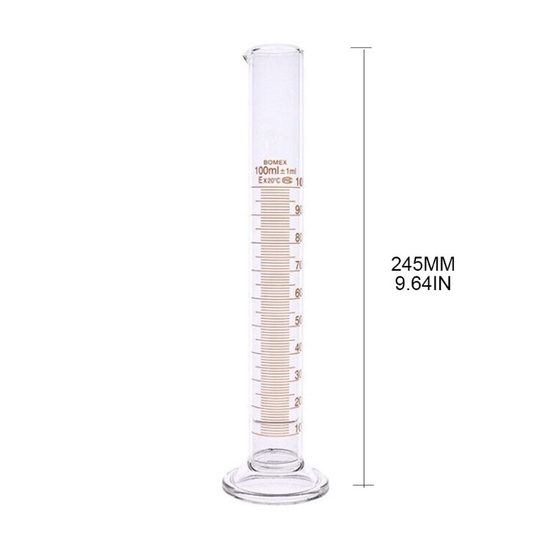 Báscula métrica individual para laboratorio de química, cilindro de medición de vidrio de 100 mL, Compatible con laboratorio de química para el hogar, Au18 21,
