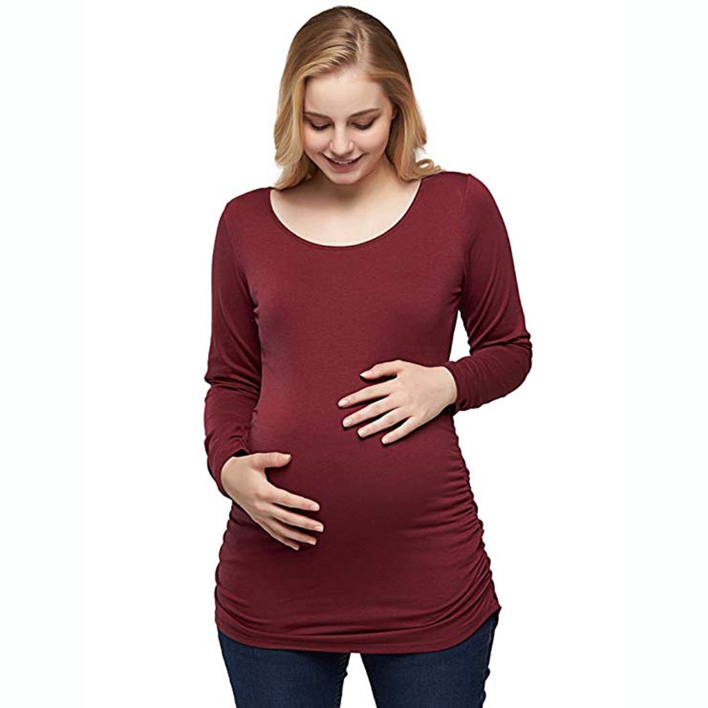 Materho vêtements de maternité flatteur côté fronces Grossesse maternité Blouse allaitement vêtements Ropa Embarazada Grossesse: XL