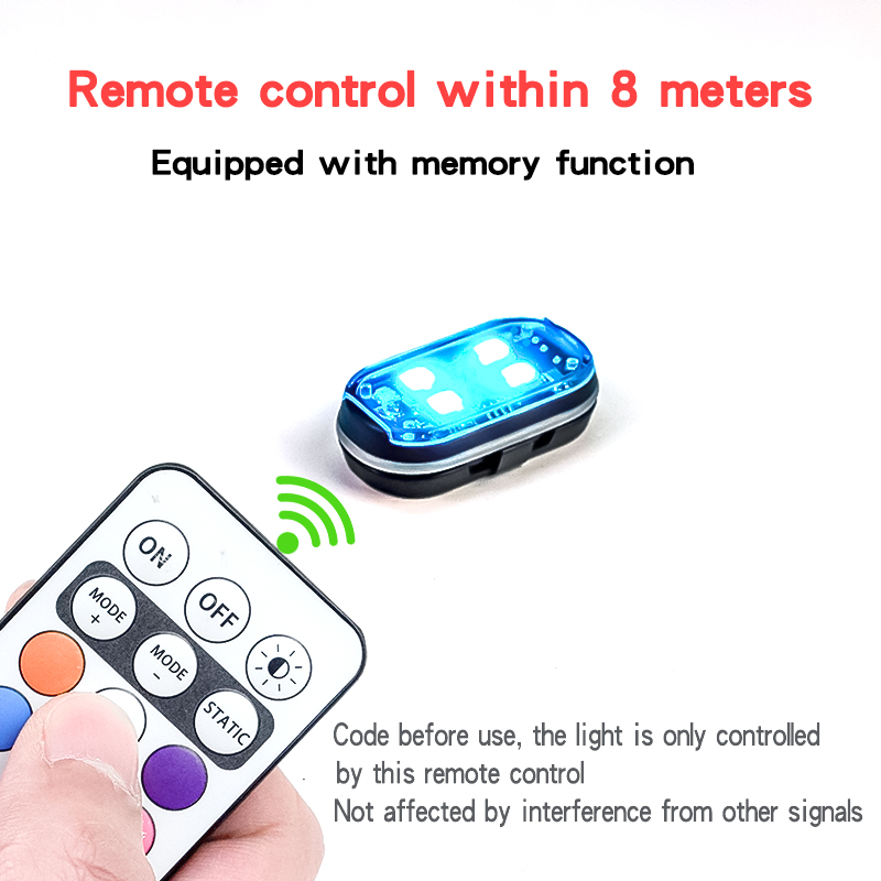 Luces estroboscópicas Led universales para aviones, luz de advertencia anticolisión para motocicleta, recargable por USB, Control remoto inalámbrico de 8 colores